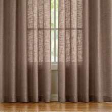 NOSBEI 1pc Rainbow Woven Texture Rod Pocket Curtain, Soft Japanese Minimalist Aesthetic Decorative Curtain Fabric, Suitable For Bedroom And Living Room - Dark Coffee - View 6