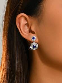 1 Pair Exquisite Women's Stud Earrings With Sparkling Rhinestone Details, Versatile For Party And Date Outfits - Multicolor - View 9