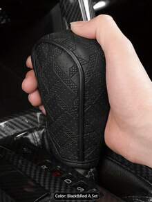 Universal PU Leather Anti-Slip Car Gear Shift Lever Cover, Black Car Accessory, Anti-Slip Decorative Driving Control Sleeve - A - View 7