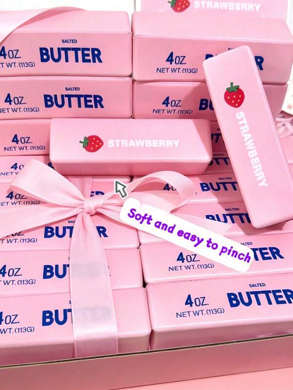 2pcs/1pc High Quality Butter Scented Slow Rebound Stress Relief Squeeze Toy, Cream Strawberry Color, Soft And Bouncy, Adult Desktop Stress Relief Slow Rebound Squeeze Toy, Soft And Squishy Toy, Soft And Elastic Dough Texture Stress Relief Slow Rebound Squeeze Toy, Gift To Relieve Stress And Anxiety, Helps Relieve Anxiety And Improve Focus, Perfect Gift, Father's Day Gift, World Cup