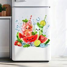 1 buah, 30*30cm, Stiker Dekoratif Kulkas Minuman Es Semangka Musim Panas, Es Batu Buah yang Terciprat Air, Perekat Mandiri, Cocok untuk Dekorasi Pintu Kulkas - 1 buah - View 7