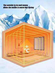 1pc Winter Windproof Warm Curtain, Bedroom Cold-Proof Insulation Sealing Window Film, Blackout Soundproof - Silver Black - View 6