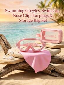 Children's Swimming Goggles Set, Suitable For 3-14 Years Old, New Upgraded Design, Wide Field Of View Anti-Fog Anti-Leak Swimming, First Day Of School - Pink - View 1