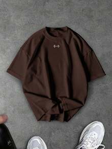 Sport MetroGents Men's 3-Piece Loose Fit Crew Neck Short Sleeve Sports Shirt For Gym - 巧克力棕 - 查看 1
