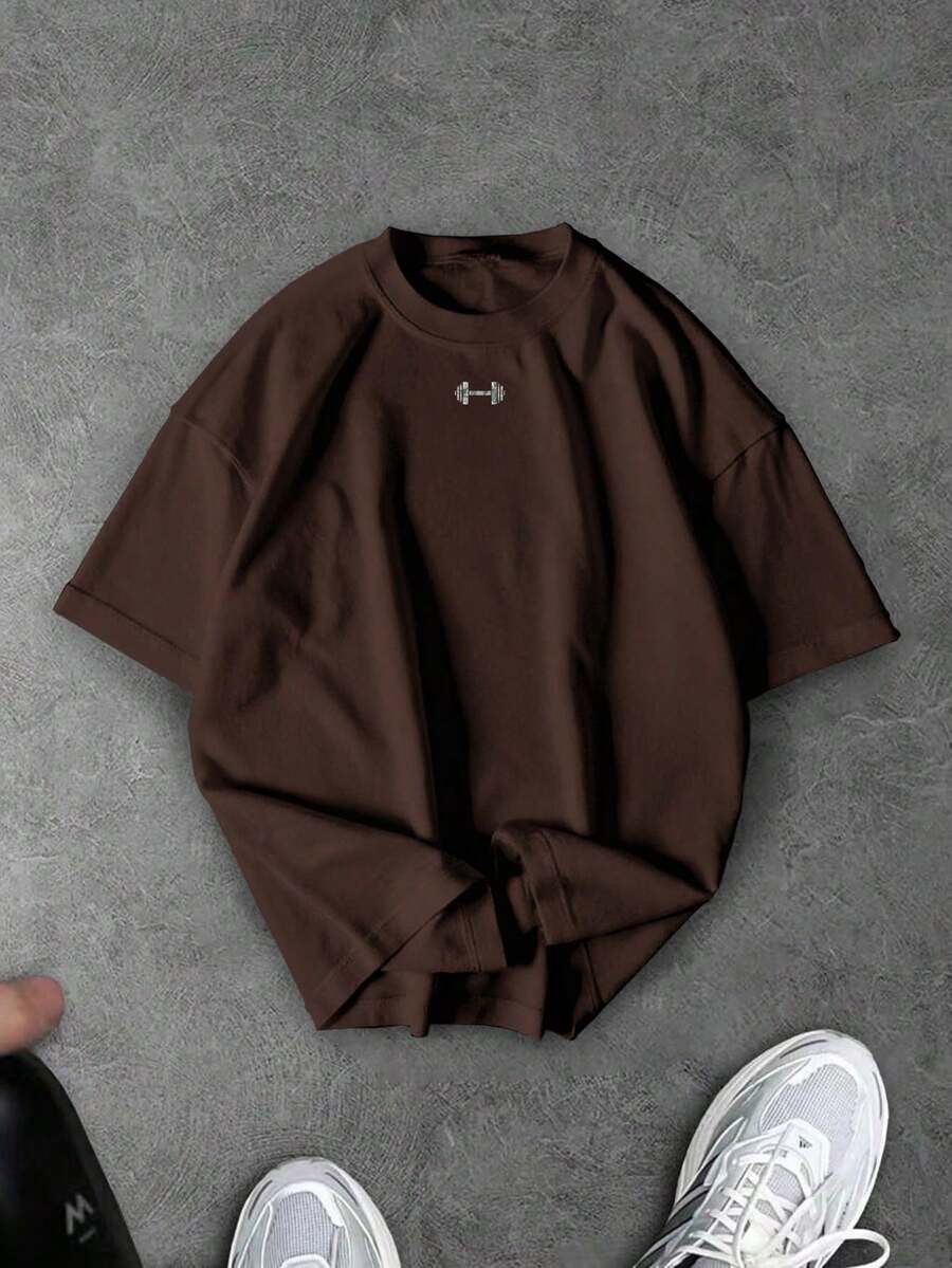 Sport MetroGents Men's 3-Piece Loose Fit Crew Neck Short Sleeve Sports Shirt For Gym - 巧克力棕 - 查看 1