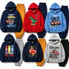 Kit 6 Peças Moletom Menino Infantil Juvenil com Capuz  Conjunto Macío Moletom 1 ao 14 - Multicolorido - Visão 1