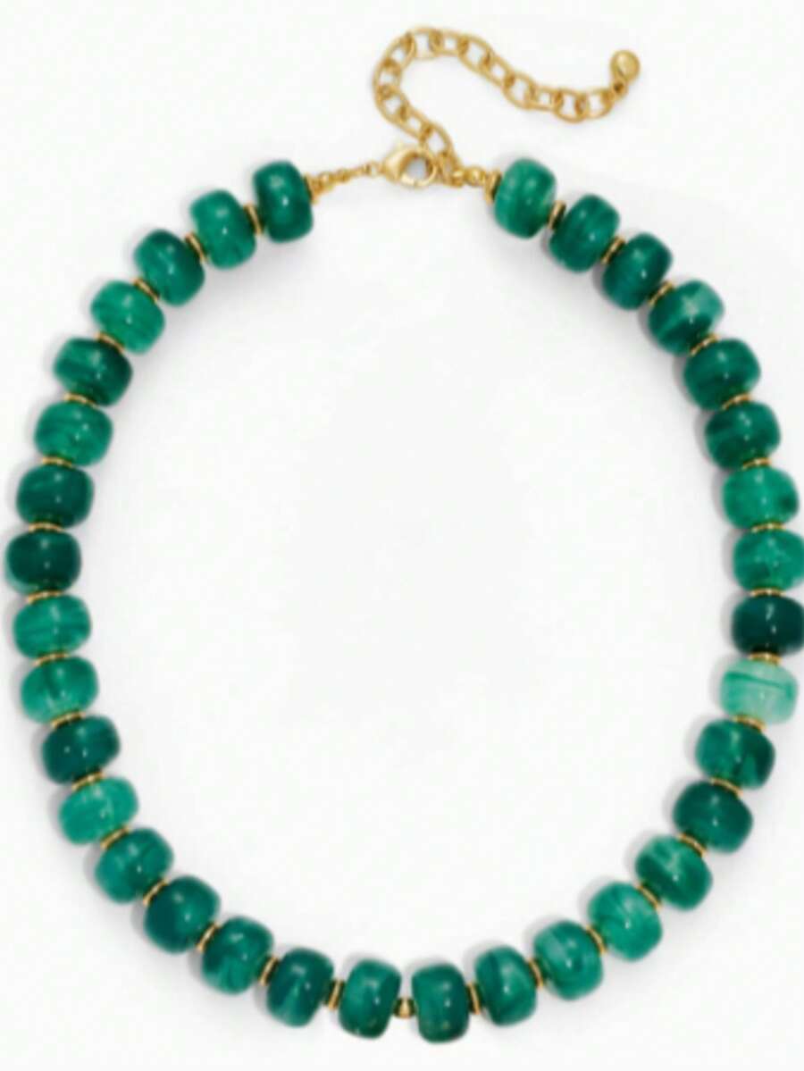 Green Large Bead Necklace, Women's Casual Vacation Street Style, Versatile For Clothes And Dresses - Green - View 1