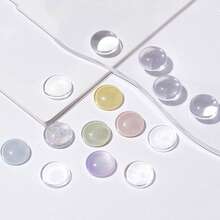 40 piezas de tarjetas de exhibición de color de vidrio transparente con diseño de ondas de agua, paleta de colores redonda para arte de uñas para salón de uñas - transparente - Ver 2