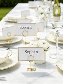 2/6/12/24pcs/Set Gold Spiral Base Table Number Holders, Double Ring Table Number Stands, Photo Memo Clips, Suitable For Weddings, Engagements, Bridal Showers, Birthday Parties, Restaurant Banquets And Table Centerpieces - Gold - View 3
