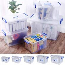 2pcs Covered Storage Boxes, An Open Storage Box, Transparent Storage Box, Sturdy And Stackable Storage Box, And Multi-Functional Multi-Sized Storage Box. These Are Highly Suitable For Organizing And Storing Items In Homes, Offices, Bedroom Wardrobes - 10 litros (35 x 23 x 19 cm) - sin ruedas - Ver 3