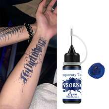 9 Colors Temporary Juice Tattoo Ink, Waterproof Semi-Permanent Henna Tattoo Paste, Long-Lasting Hand-Painted Body Art Pigment, DIY Realistic Tattoo Sticker - Multicolor - View 13