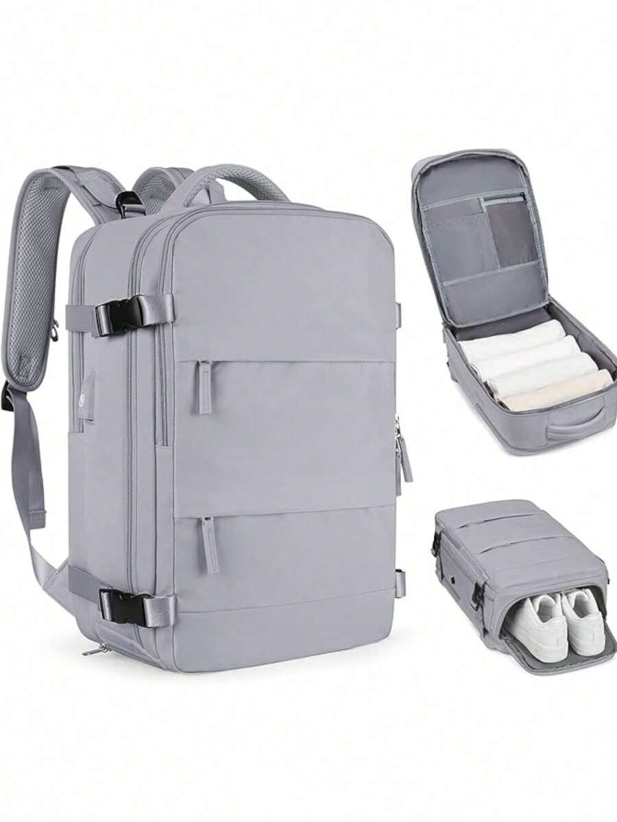 Multifunctional Travel Backpack, Waterproof, With Different Compartments, For School Or Travel - Beige - View 1