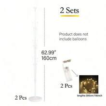 1 Set Balloon Tower Decoration Kit, Includes Stand, Base And String Lights, Eye-Catching Backdrop Decor, Suitable For Weddings, Birthday Parties And Bachelor Parties - Multicolor - View 8