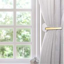 Gold Curtain Holders Self Adhesive Curtain Tieback L Shaped Wall Mounted Hook Drapery Curtain Tiebacks Window Treatment Holdbacks For Outdoor, Home, And Cafe Balcony Decorative Curtain Drapery - White - View 9