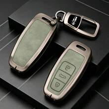 適用於 Audi 舊款長 3 按鍵鑰匙套，相容 A4L B8 A5 A6L C7 A7 A8L D4 Q5 8R Q7 第二代 S/RS4 RS5 RS6 RS7 SQ5，專用鋅合金麂皮汽車鑰匙殼 - 登山扣 - 查看 7