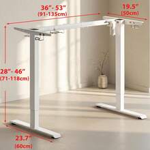 SHW - Marco de computadora eléctrico de alta calidad, base motorizada ajustable en altura para mesas de 40 a 72 pulgadas, marco de soporte suave para el hogar u oficina, color blanco - blanco - Ver 6