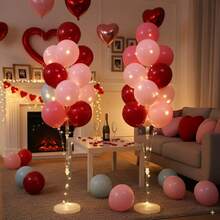 1 Set Balloon Tower Decoration Kit, Includes Stand, Base And String Lights, Eye-Catching Backdrop Decor, Suitable For Weddings, Birthday Parties And Bachelor Parties - Multicolor - View 2