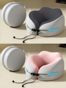 1/2 piezas Almohada de cuello en forma de U de espuma de memoria, múltiples opciones, almohada portátil para siestas de viaje, almohada de cuello de rebote lento, esencial para siestas en la oficina, almohada de soporte de cuello para viajes en avión, desmontable y lavable a máquina, con bolsa de almacenamiento, soporte de cuello, almohada de viaje con soporte de rebote lento - Multicolor - Ver 3