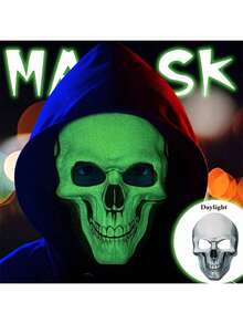 2pcs/Set Halloween Horror Glow-In-The-Dark Skeleton Mask Party Moonlight Panic Head Cover - Multicolor - View 2