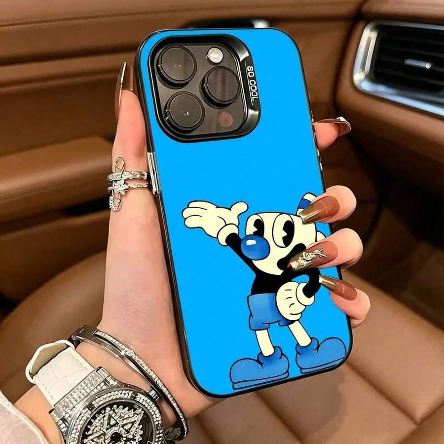 Phone Case For 17 16 15 14 13 12 11 Plus Pro With Copperhead And Muggman Cartoon Design, Hand-Painted Silver Edge, Cute And Creative Protective Case. - 多色3 - 查看 1