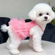 1pc Pet Princess Dress, Pink Mesh Design, Soft And Comfortable, Cat And Dog Photo Outfit, Cute Pet Clothing, Suitable For Small Dogs, Medium Dogs And Cats, Birthday Party Costume - Pink - View 8