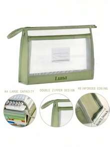 1pc Customized Oversized A4 Mesh Storage Bag - Multiple Colors Available, Transparent & Breathable, Dual Zipper Closure, Tear-Resistant & Reusable. Suitable For Office Supplies Or Handicrafts, Random Accessories - Multicolor - View 5