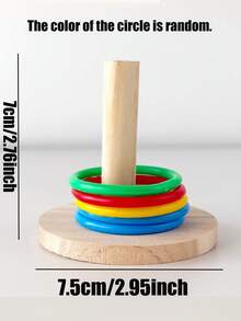 Natural Wooden Parrot Chewing Toy With Colorful Chewing Rings, Suitable For Lovebirds, Cockatiels, Parakeets And Parrots. Interactive Educational Stimulation, Parrot Accessories, Pet Play Toys, Fun Design, Random Color. - A+B - View 9