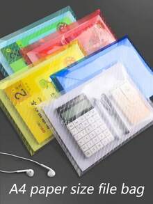 10/5pcs Large Capacity A4 Size Document Bags, Waterproof Transparent Plastic File Bags, Durable Snap Button Document Storage Bags, Suitable For School And Office Supplies, Paper Storage Essentials, Back To School Gift - Multicolor - View 3