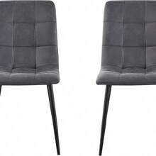 Mcc Direct Set Of 4 Faux Matte Suede Leather Dining Chairs With Metal Legs Home& Restaurants Henri - Light Grey - View 9