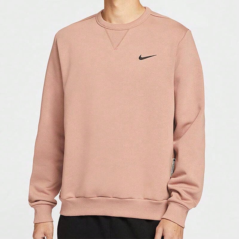 NIKE New Men's Thermal-Lined Loose Fit Printed Crew Neck Casual Sports Pullover Sweatshirt IO7916-271 - Coral Pink - View 1