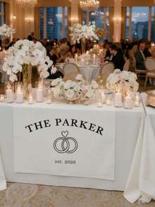Customized Personalized Wedding Table Runner & Welcome Banner, Suitable For Weddings, Receptions, Ceremonies, Woven Fabric, Customizable Text, Rectangular Table Decor, Suitable For Outdoor Events, Name/Date/Phrase Decoration - Multicolor - View 6