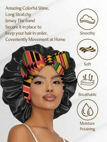 1pc Women's Silk Satin Bow Sleep Cap, Adjustable Tie And Elastic Band, Fashion Satin Hair Cap, Multiple Prints Soft Hair Cap, Suitable For Curly Hair - 1Pc NPSM - View 3