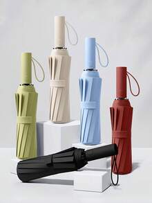 Extra Large Windproof Automatic Umbrella - Portable Waterproof Folding Business Umbrella, Dual-Use For Sun And Rain - Ideal For Outdoor Activities And Daily Use (Can Customize Umbrella Fabric, Umbrella Ribs Color, English Letter Pattern Design, Button Shape And Color) - Multicolor - View 3
