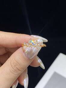 1件 0.06克拉分層閃耀莫桑鑽戒指 S925純銀 優雅奢華 訂婚 結婚 週年禮物 新娘婚禮珠寶 - 圓形莫桑戒指 - 查看 6