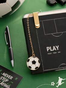 1pc 3cm Alloy Oil-Drip Sports Ball Metal Long Chain Bookmark, Sports Style Chain Bookmark With Basketball, Football, Volleyball Pendant Metal Chain Book Clip, Sports Fan Book Decoration Accessory, Journal And Reading Gift, Teacher Gift, Metal Bookmark Rod, Paper Clip Bookmark Decoration, Back To School Notebook Accessory, Office Desk Accessory, Back To School Supplies Bookmark, Football, Basketball, Volleyball Shaped Small Commemorative Gift For Boys, Girls, Classmates - Rectangle - View 6