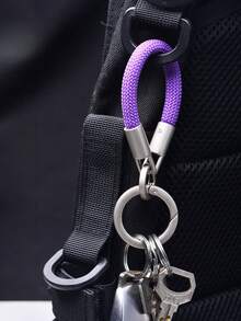 1 pieza Llavero de cuerda trenzada para hombre, cordón para llaves de coche, anillo de metal multifunción, colgante de llave de cerradura minimalista premium, herramienta de gestión de clasificación práctica y desmontable con múltiples anillos - Multicolor - Ver 4