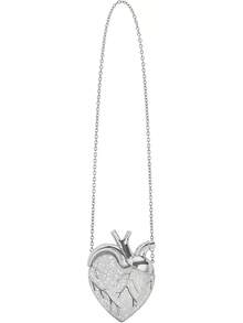 Maren - Bolsa de vidrio artificial con forma de corazón para mujer - Plateado - Ver 5