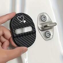 Car Door Lock Shock Absorber Cover, Heart-Shaped Design With Carbon Fiber Texture, Shock-Absorbing, Noise-Reducing, Sound-Insulating, Rust-Proof And Sealing Cushioning - Heart-shaped Shock Absorber Sleeve - View 2