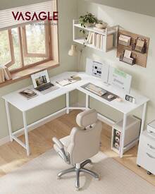 VASAGLE Escritorio en L para Computadora, Mesa de Esquina Escuadra para Oficina, Trabajo, Juegos y Estudio, con Gestión de Cables, MLWD073B56 - Grecia - Ver 3