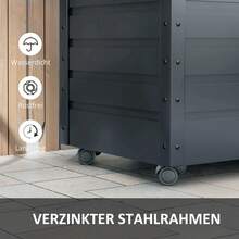 Garden Storage Box On Wheels With Lock And Handle, Ideal For Balcony And Terrace, 100 X 62 X 65 Cm, Dark Grey - A - 查看 3