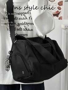 Esta bolsa de unicolor con tema de payaso, nueva, de moda y versátil, tiene una gran capacidad, una bolsa de gimnasio, adecuada para viajes al aire libre y distancias cortas - Negro 2 - Ver 3
