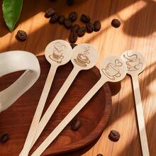 50pcs Disposable Stir Sticks - 15cm Round Head, Wooden Coffee Stirrers Easy To Grip, Suitable For Cold And Hot Beverages - For Coffee, Milk Powder, Honey, Tea, Cocktails - Multicolor - View 2