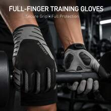 1 Pair Touchscreen Full Finger Sports Gloves, Breathable Quick-Dry Anti-Slip Shock-Absorbing, Palm Cushioning Pad Prevents Slipping And Wear, Unisex, Suitable For Gym, Cycling And Other Outdoor Activities - A - View 1