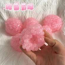 Pink Beaded Grape Cluster Squishy Toy, Clear Water Bead Filled Squeeze Fidget, Simulation Fruit Sensory Decompression ToyPink Beaded Grape Cluster Squishy Toy, Clear Water Bead Filled Squeeze Fidget, Simulation Fruit Sensory Decompression Toy - Multicolor - View 7