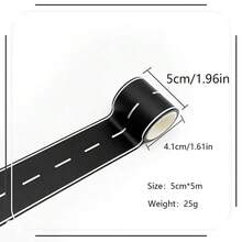 1 Roll 2 Inch Reusable Cartoon Road Track Stickers, 16 Feet Car Spike Strip, Black Polyurethane Tape With Glitter Finish, Racing Party Decoration, Car Theme Back To School Party Favors - Multicolor - View 6