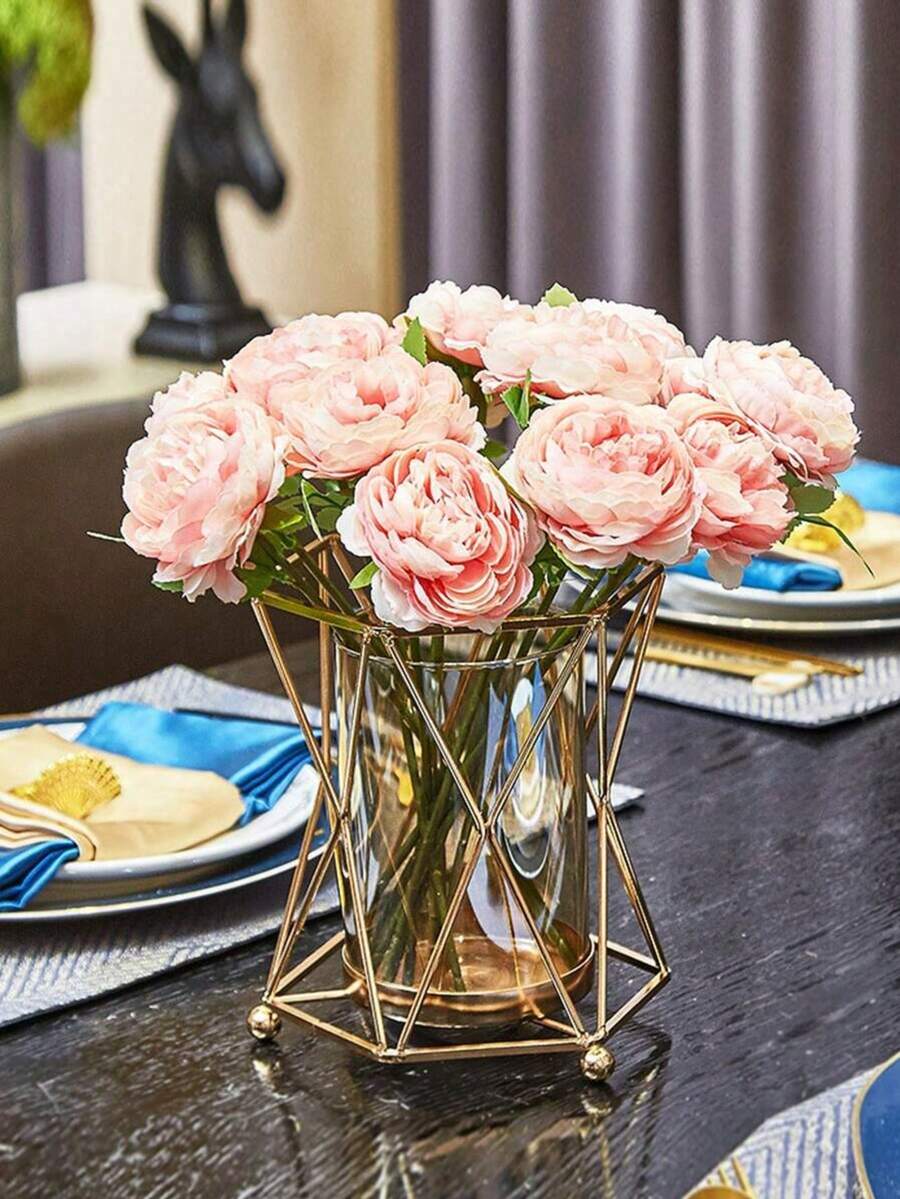 Jarrón de arte de hierro de lujo, adecuado para sala de estar del hogar, arreglo de boda, accesorios para cena a la luz de las velas, decoración de restaurante, decoración del hogar, jarrón, centro de mesa, Día de San Valentín, boda, cumpleaños, decoración de habitación, decoración de dormitorio, decoración de boda - Multicolor - Ver 1