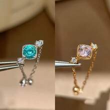 CIREY 1pc Galaxy Nest Mint Mambo Paraiba Color Ring, High-End Starry Sky Bird Nest Cut Pink Diamond Expandable Chain Women's Ring - Galaxy Telescopic Ring - View 2