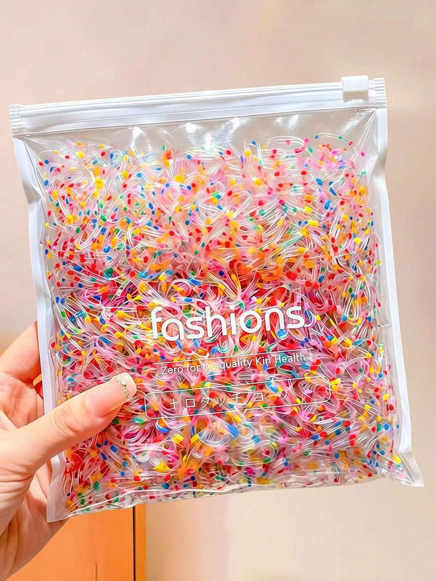 3000/1000/500/100/Pcs/Set Colorful Dot Mini Basic Hair Ties, Sweet Girl Style Gentle Item, Suitable For Many Daily Healing Scenes, Fresh And Clear Color Palette With Korean Freshness, Gentle Hair Accessory - Suitable For Girls And Teenagers, Suitable For Daily, School, Vacation, Commute, Date, Photography, Etc. - Multicolor - View 1