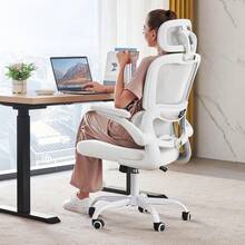 TRALT - Silla de Oficina ergonómica, 330 Libras para el hogar, sillas de computadora de Oficina con Ruedas, cómoda Silla de Juegos (Gris Oscuro) - Beige - Ver 8
