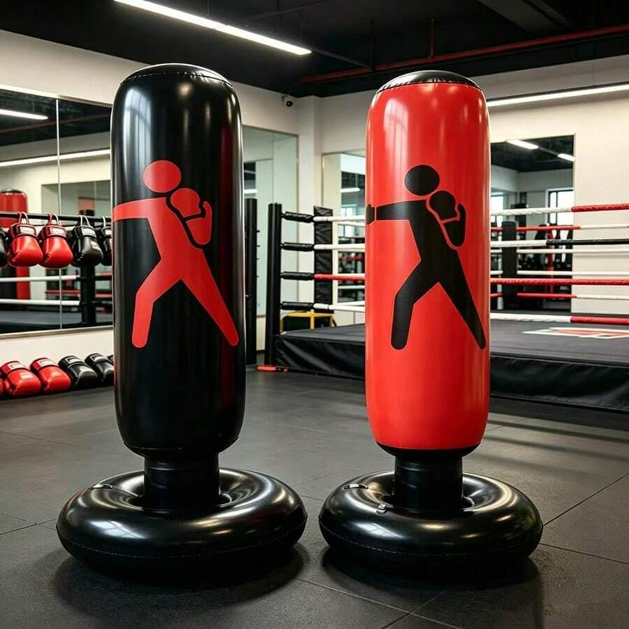 1pc Large Capacity Water-Filled Base 1.6m Inflatable Boxing Column Tumbler Glossy PVC Humanoid Pattern Adult Home Fitness Boxing Punching Bag For Stress Relief And Training - Multicolor - View 1